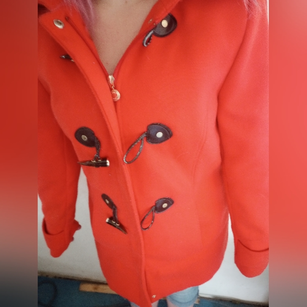 Calvin Klein hunters orange peacoat